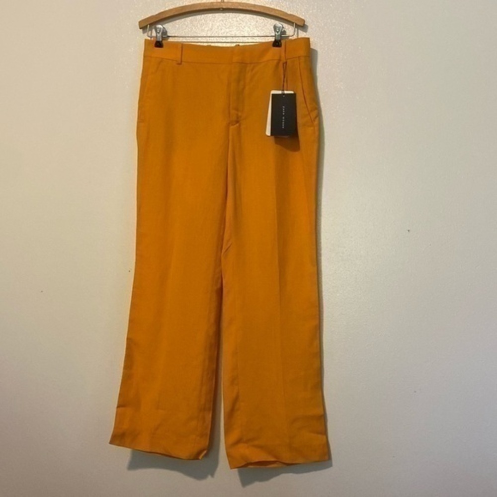 Zara Woman toasted yellow wide leg linnen /viscose blend pocket pants nwt medium